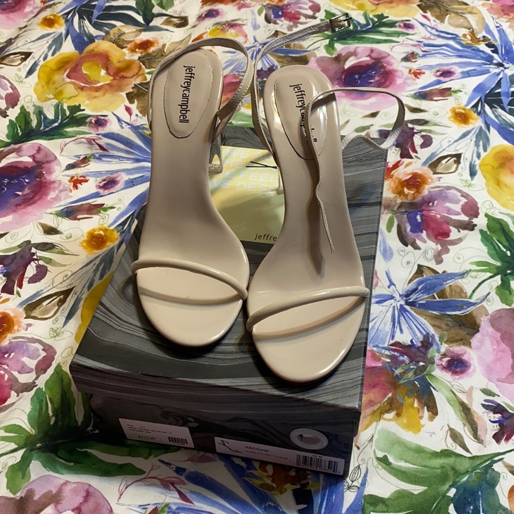 Jeffrey Campbell size 10 nude patent w/ clear heel